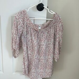 Old Navy Pink and White Floral Blouse